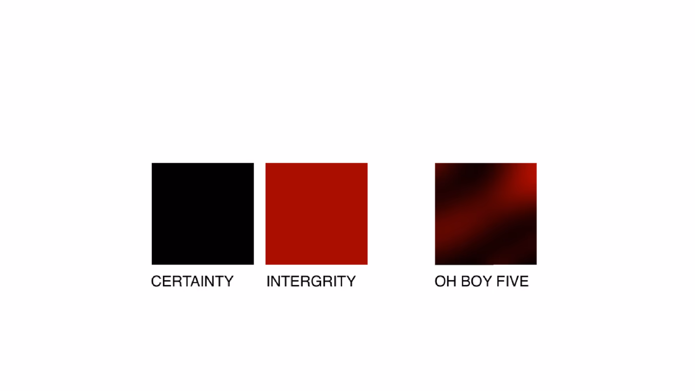 The OB5 color system. Ink, paper, red and dust.